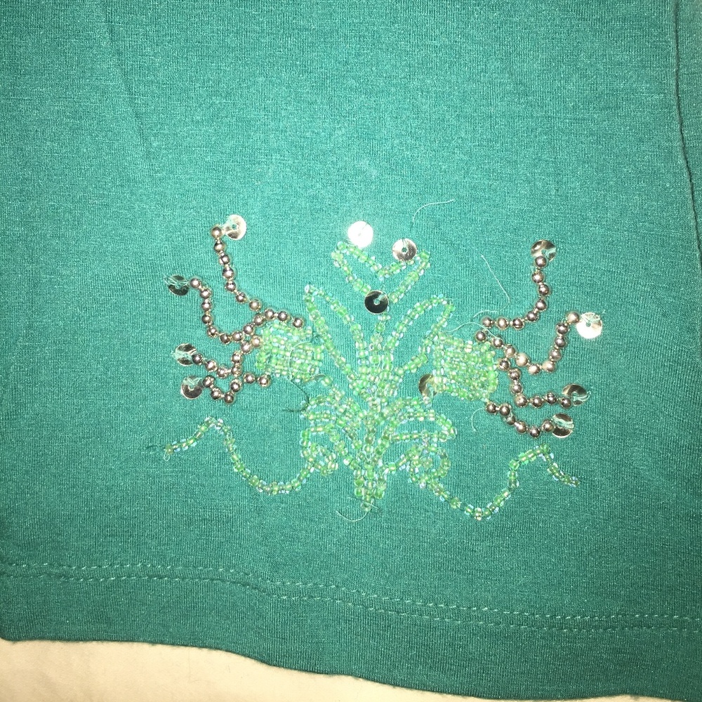 Turquoise top with beads - Picture 3 of 7